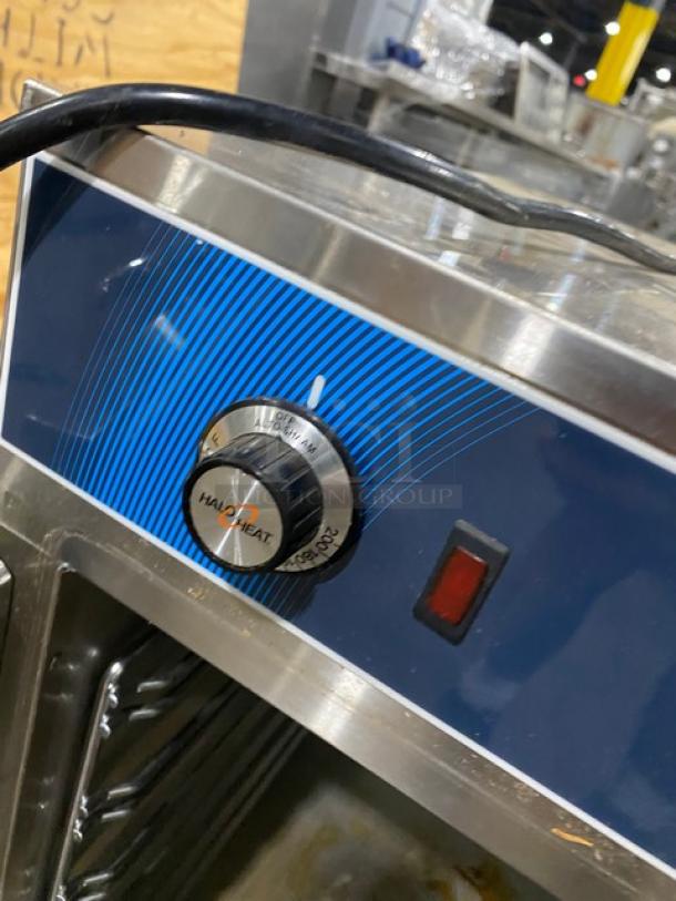 Alto-Shaam Halo Heat 750CTUS hot food holding cabinet, stainless steel, electric, control panel detail, on casters.