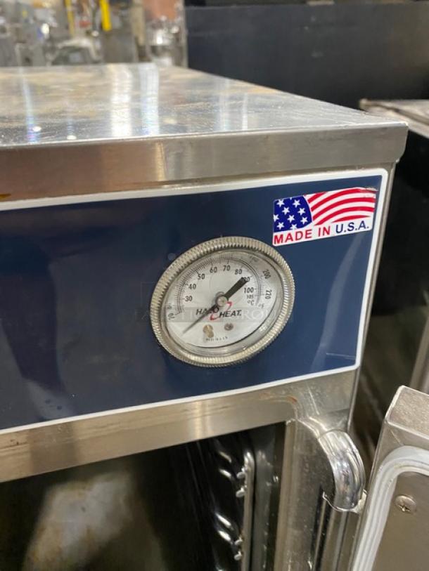 Alto-Shaam Halo Heat 750-CTUS hot food holding cabinet, stainless steel, USA-made, thermostat visible, excellent condition.