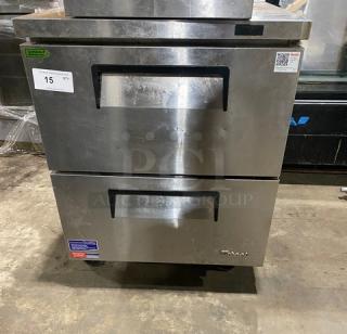 Turbo Air Super Deluxe Series Commercial Stainless Steel 2 Drawer Refrigerated Worktop Cooler! With Back Splash! Model: TWR-28SD-D2-N SN: H2W2R2DG8720! 115V! On Casters! - Item #1205036