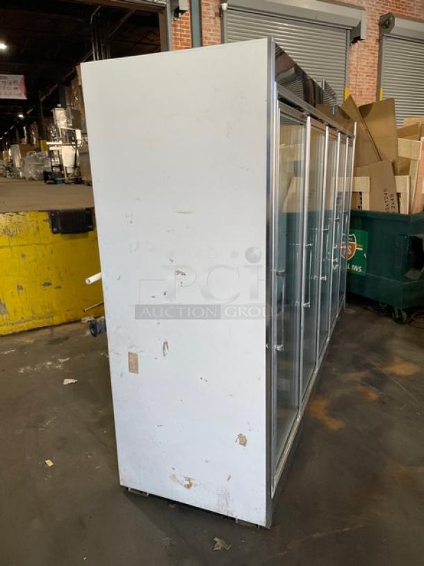 Marc Refrigeration GDL-5 stainless steel 5-glass door freezer with poly-coated wire racks, Model: GDL5, SN: 100809.
