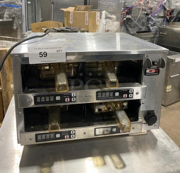 Carter Hoffmann stainless steel electric warming unit, model M223S-2T, two compartments, control knob, good condition.