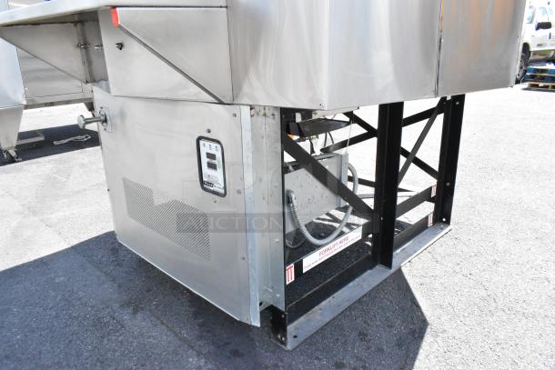 Stainless steel Wood Stone WS-MS-6-RFG-IR-W-NG commercial floor pizza oven, natural gas, control panel visible.