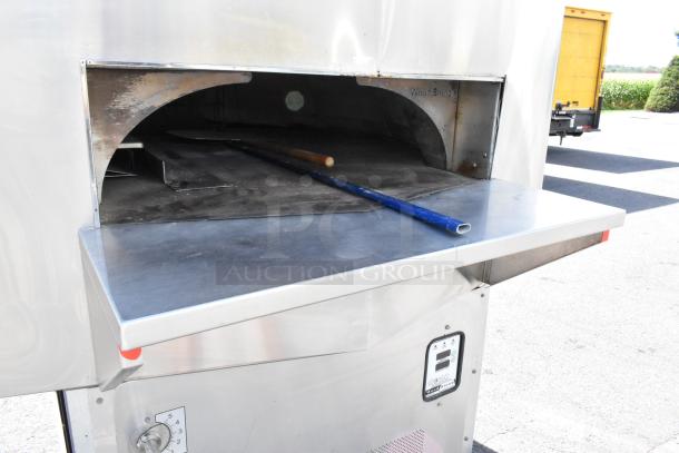 Wood Stone WS-MS-6-RFG-IR-W-NG stainless steel commercial pizza oven, natural gas, good condition, with visible control panel.