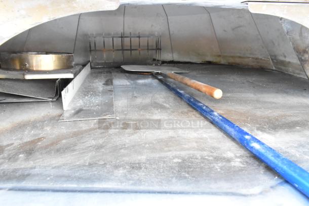 Wood Stone WS-MS-6-RFG-IR-W-NG stainless steel pizza oven interior, natural gas, commercial use, includes pizza peel.