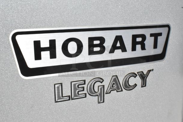 Hobart Legacy HL800 label on a commercial dough mixer, highlighting brand.
