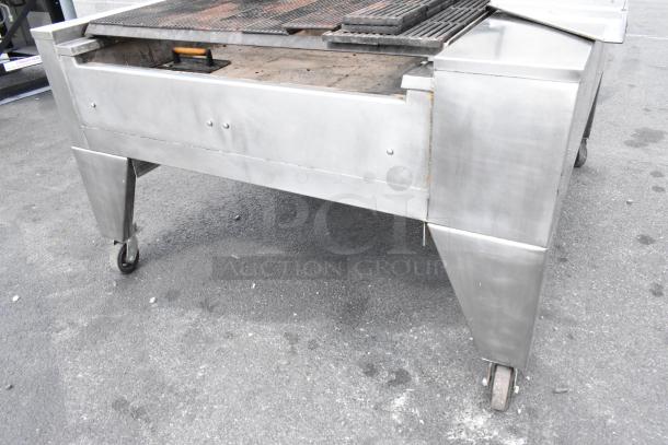Wood Stone WS-SFR-6-SB rotisserie grill, stainless steel, 6 spits, charbroiler, on casters, commercial use, good condition.