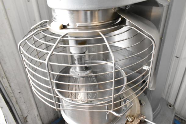 Hobart M802 commercial 80-quart dough mixer with stainless bowl, bowl guard, and whisk. 200V, 3-phase, industrial use.