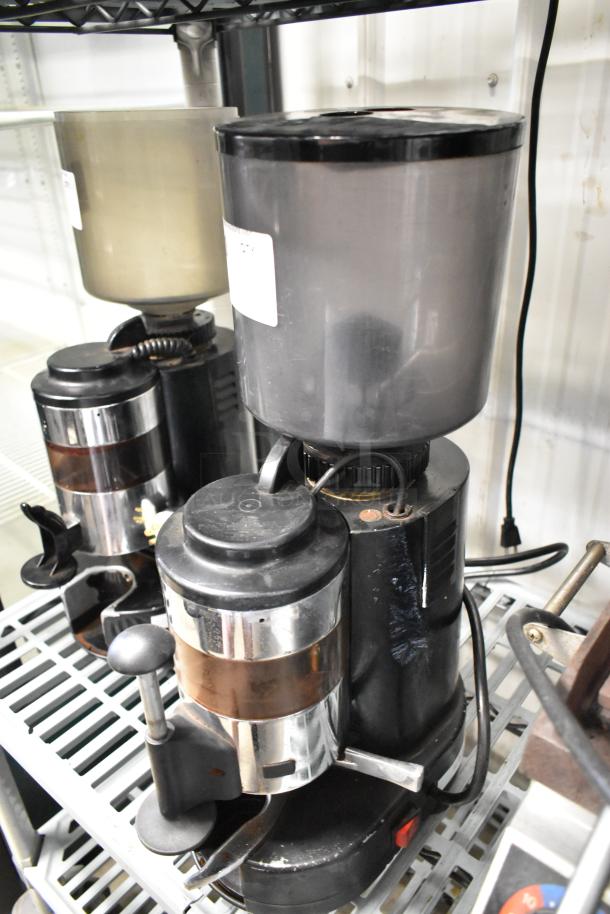 Rossi RR45 Metal Commercial Countertop Espresso Bean Grinder, 115 Volts, 1 Phase, well-maintained, visible model label.