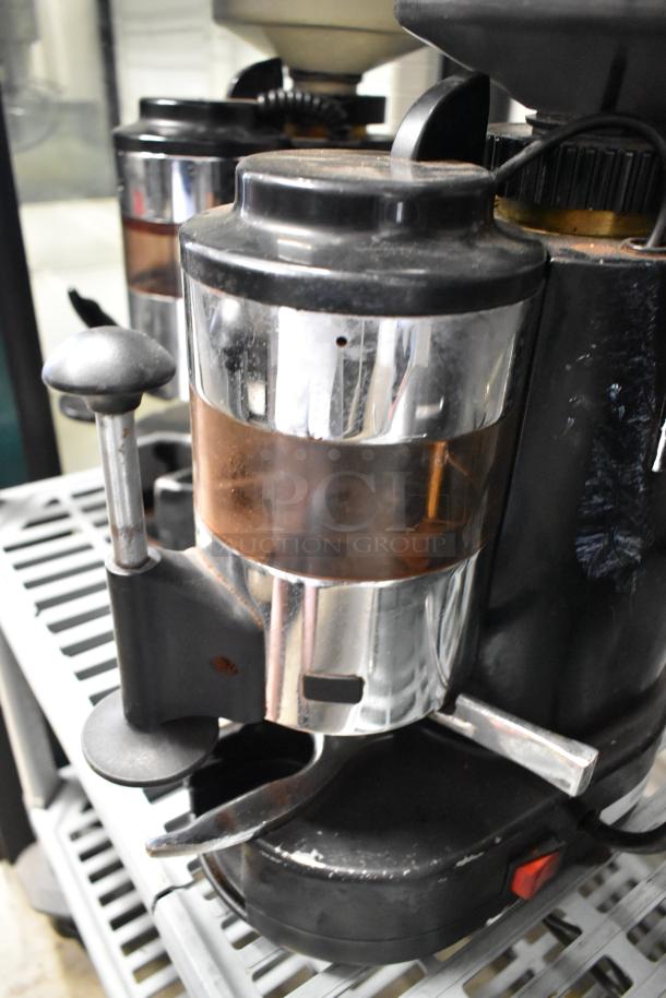 Rossi RR45 commercial espresso bean grinder, metal finish, countertop design, 115 volts, 1 phase, used condition.