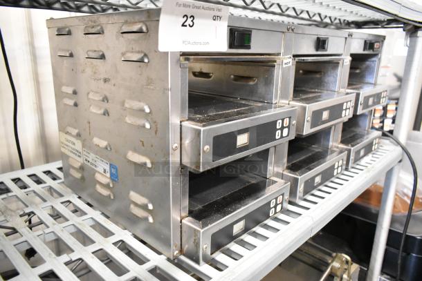 Carter Hoffmann MC3W2SN01 Stainless Steel Holding Bin, 120V, 1 Phase, used condition, with control panels and caution label visible.