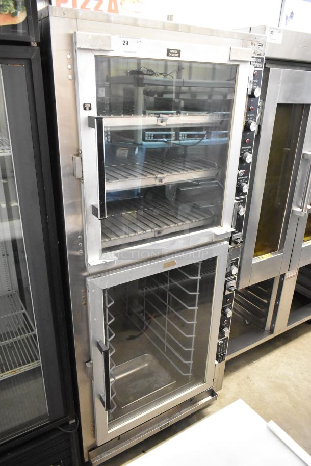 Super Systems OP-3 stainless steel electric oven proofer on casters, 120/208V, 3 phase, dual glass doors, commercial use.