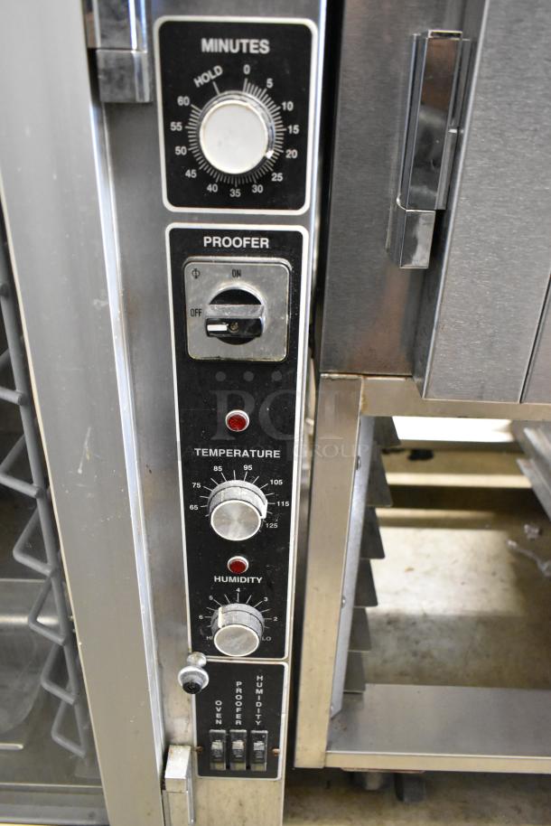 Super Systems OP-3 stainless steel oven proofer, commercial floor style with control panel, on casters. 120/208 volts, 3 phase.