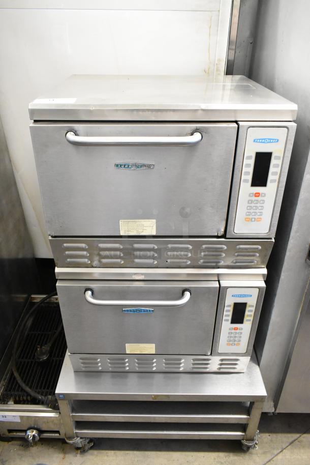 2 Turbochef NGC stainless steel rapid cook ovens on stand with casters, electric, 208/240V, 1 phase, good condition.