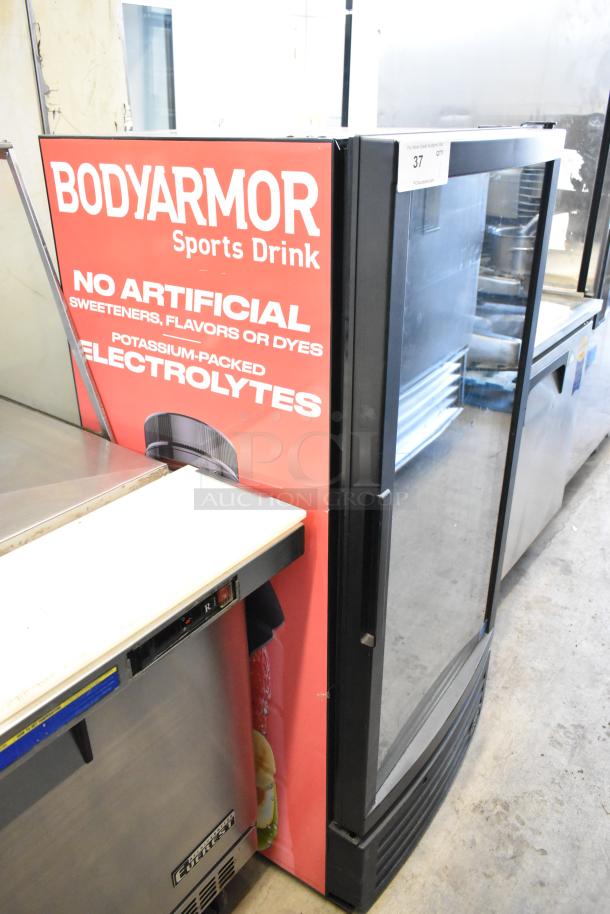 IDW GCG-10-F334B single door cooler merchandiser with Bodyarmor branding, poly coated racks, 115V, 1 Phase.