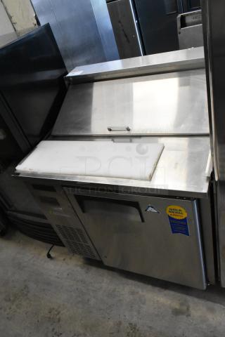 Everest EPR1 Stainless Steel Commercial Sandwich Salad Prep Table Bain Marie Mega Top on Commercial Casters. 115 Volts, 1 Phase. - Item #1205240