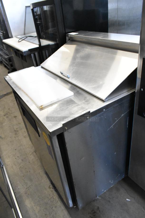 Everest EPR1 stainless steel sandwich prep table, commercial casters, Bain Marie top, 115V, 1-phase, sturdy build.
