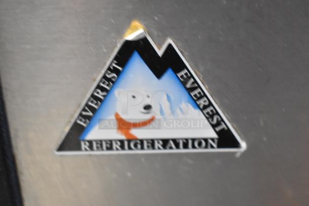 Everest EPR1 stainless steel prep table with polar bear logo. Commercial casters, 115V, 1 phase, condition evident.