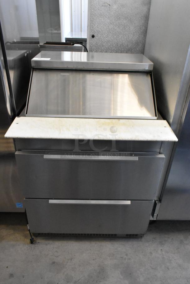 Randell 941452D7 stainless steel prep table with 2 drawers, Bain Marie, commercial casters, 115V, 1 phase, good condition.
