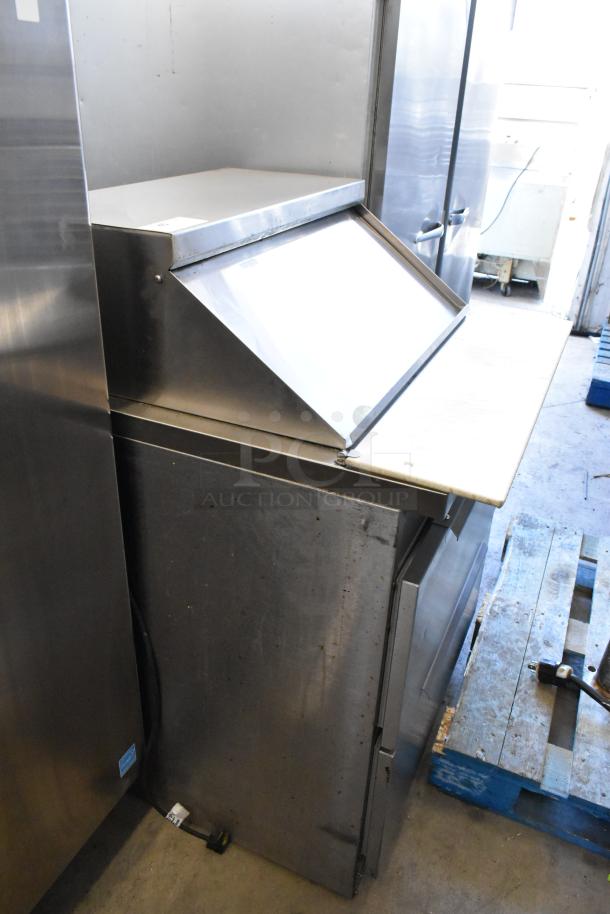 Randell 941452D7 stainless steel prep table with bain marie, two drawers, on casters. Good condition, 115V, 1 phase.