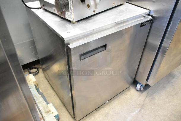 Delfield 406CA-DD1 stainless steel undercounter cooler, single door, 115V, 1 phase, visible logo, good condition.