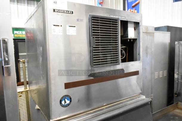 Hoshizaki KML-631MAH stainless steel commercial ice head on ice bin. 208-230V, 1 phase. Clean filter label. Good condition.