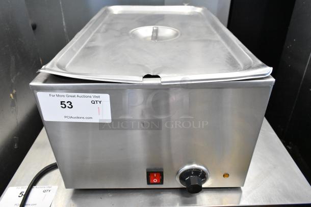 SEJ8000C stainless steel commercial countertop food warmer, 120V, 1 phase, with control knob and power switch.