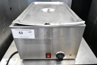 SEJ8000C stainless steel commercial countertop food warmer, 120V, 1 phase, with control knob and power switch.