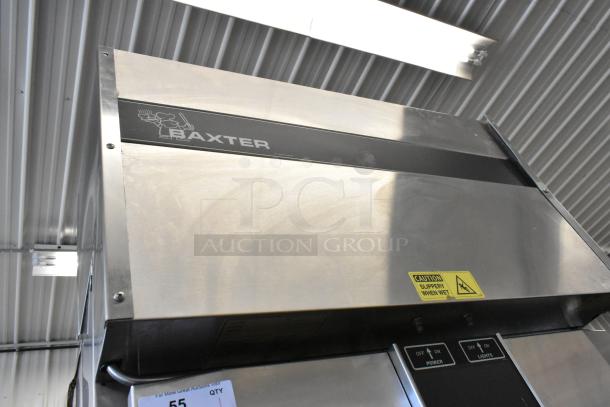 Baxter RP100 stainless steel commercial proofer, 208/240V, 1 phase, with caution label and control panel shown.