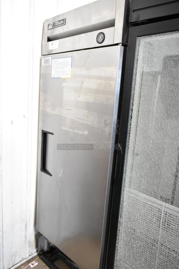 2017 True T-19F stainless steel commercial freezer, single door, reach-in, 115 volts, visible labels, good condition.