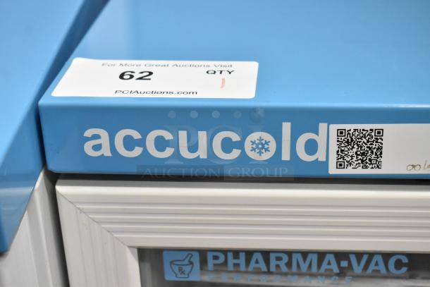 Accucold ARG3PV metal mini cooler merchandiser with branding. 115 Volts, 1 Phase. Model: ARG3PV.