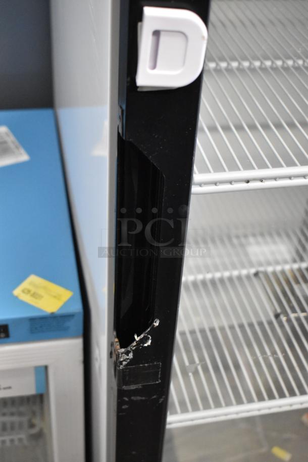 2019 Habco SE18 single door cooler, metal exterior, visible interior poly-coated racks. 115V, 1-phase. Minor exterior wear.