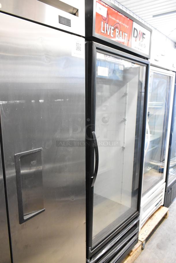 2017 True GDM-26F-HC cooler merchandiser with poly-coated racks, single glass door. Features 115V operation, 1 phase.