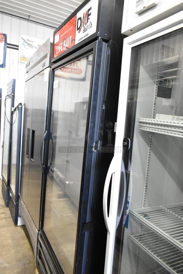 2017 True GDM-26F-HC commercial cooler, single glass door, with poly-coated racks, 115 volts, 1 phase.