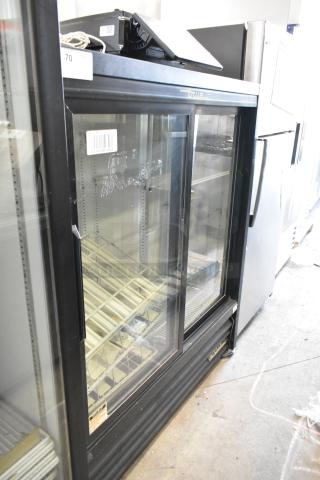 True GDM-41SL-54-LD Metal Commercial 2 Door Reach In Cooler Merchandiser w/ Poly Coated Racks. 115 Volts, 1 Phase. - Item #1205360