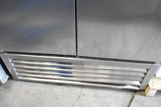 2016 True T-35 stainless steel 2-door cooler, featuring poly-coated racks, 115V, in good condition.