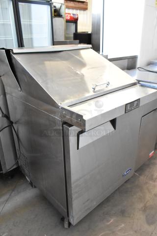 Atosa MGF8305GR Stainless Steel Commercial Sandwich Salad Prep Table Bain Marie Mega Top on Commercial Casters. 115 Volts, 1 Phase. - Item #1205367