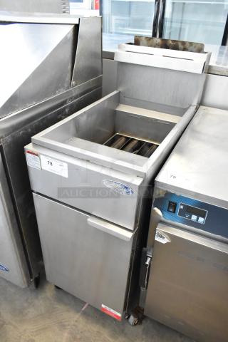 Cook Rite ATFS-50 stainless steel commercial deep fat fryer, natural gas powered, 136,000 BTU, on casters, good condition.