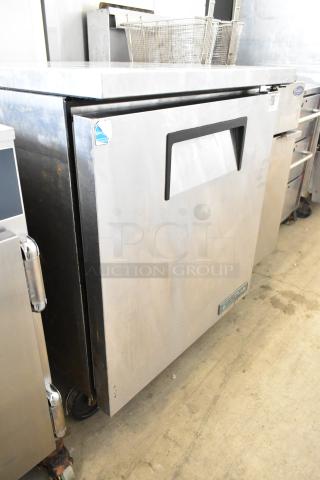 2016 True TUC-27-HC Stainless Steel Commercial Single Door Undercounter Cooler on Commercial Casters. 115 Volts, 1 Phase. - Item #1205371