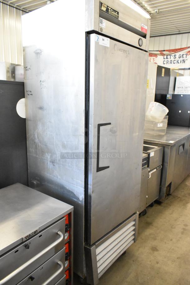 True T-23 stainless steel commercial cooler on casters. Single door. Model T-23, 115V, 1 Phase. Good condition.