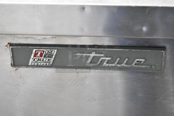 2016 True TBB-3-S stainless steel 2-door back bar cooler, commercial use, 115 volts, 1 phase, visible brand badge.