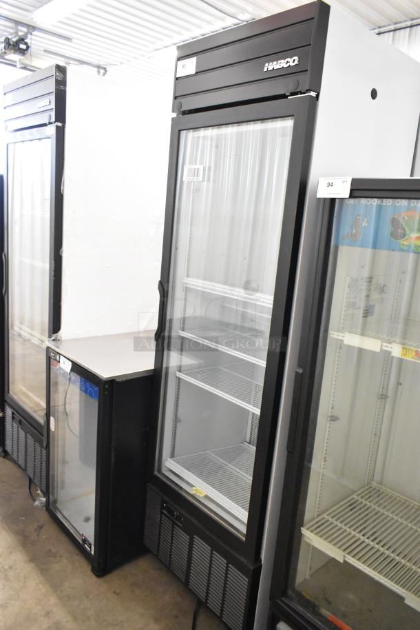2019 Habco SE18 commercial cooler, single door, reach-in, metal with poly-coated racks, 115V, excellent condition.
