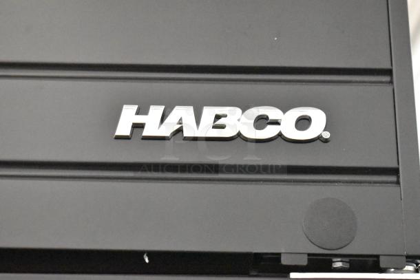 Habco SE18 metal cooler, commercial single door, 2019 model. Features poly-coated racks, 115 volts, 1 phase.