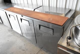 True TSSU-72-18-ST Stainless Steel Commercial Pizza Prep Table on Commercial Casters. 115 Volts, 1 Phase. - Item #1205389