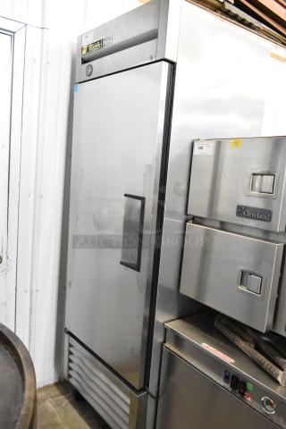 True T-23F Stainless Steel Commercial Single Door Reach In Freezer w/ Poly Coated Racks on Commercial Casters. 115 Volts, 1 Phase. - Item #1205395