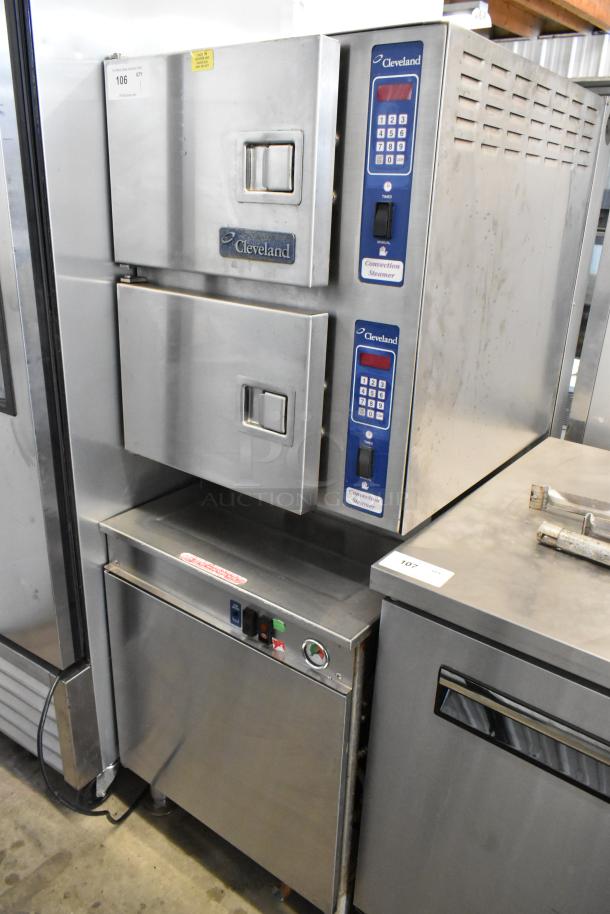 Cleveland 24CGM200 Stainless Steel 2 Deck Convection Steam Cabinet, 200,000 BTU, natural gas, commercial use.