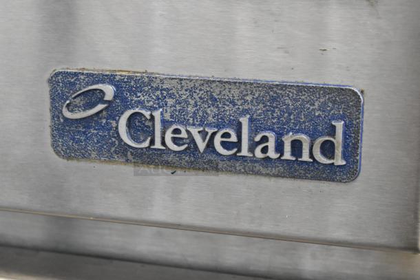 Cleveland 24CGM200 stainless steel commercial steam cabinet, natural gas, 2 decks, 200,000 BTU, visible brand plate.