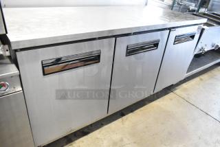 Yukon YUC-72F stainless steel 3-door undercounter freezer on commercial casters, 115V, 1 phase, excellent condition.