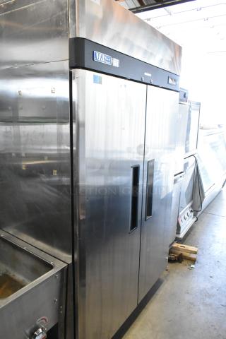 Turbo Air M3F47-2 stainless steel 2-door commercial freezer with poly coated racks, on casters. 115V, 1 phase.