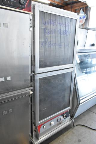 BevLes PHC70-MP17INS heated holding cabinet proofer on casters, metal finish, 120V, 1 phase, features control panel.