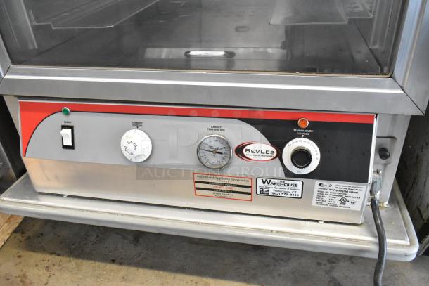 BevLes PHC70-MP17INS heated holding cabinet with temperature and humidity controls, on casters, 120V, good condition.
